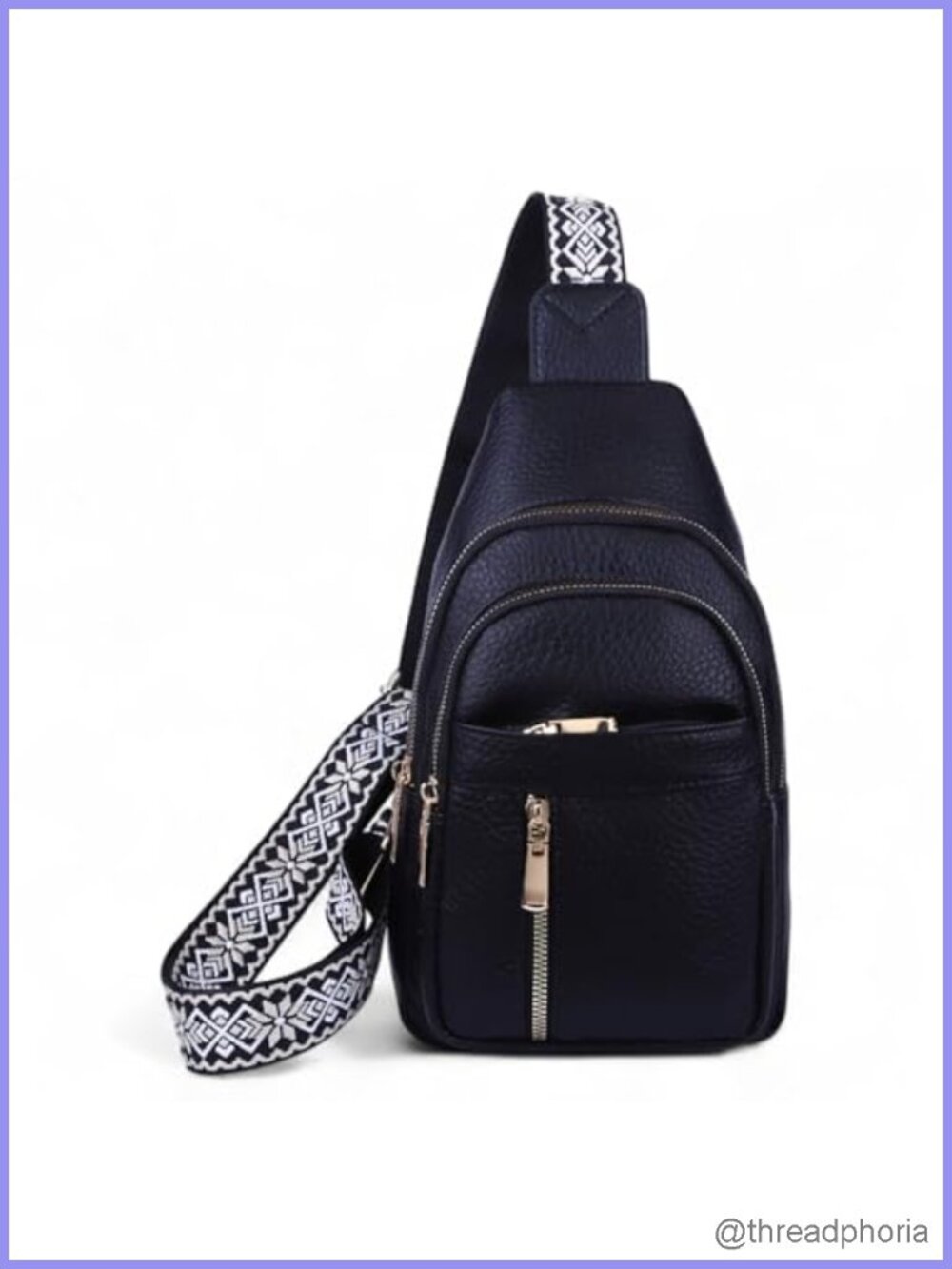 Faux Leather Crossbody Sling Bag with Adjustable Strap, Travel Purse